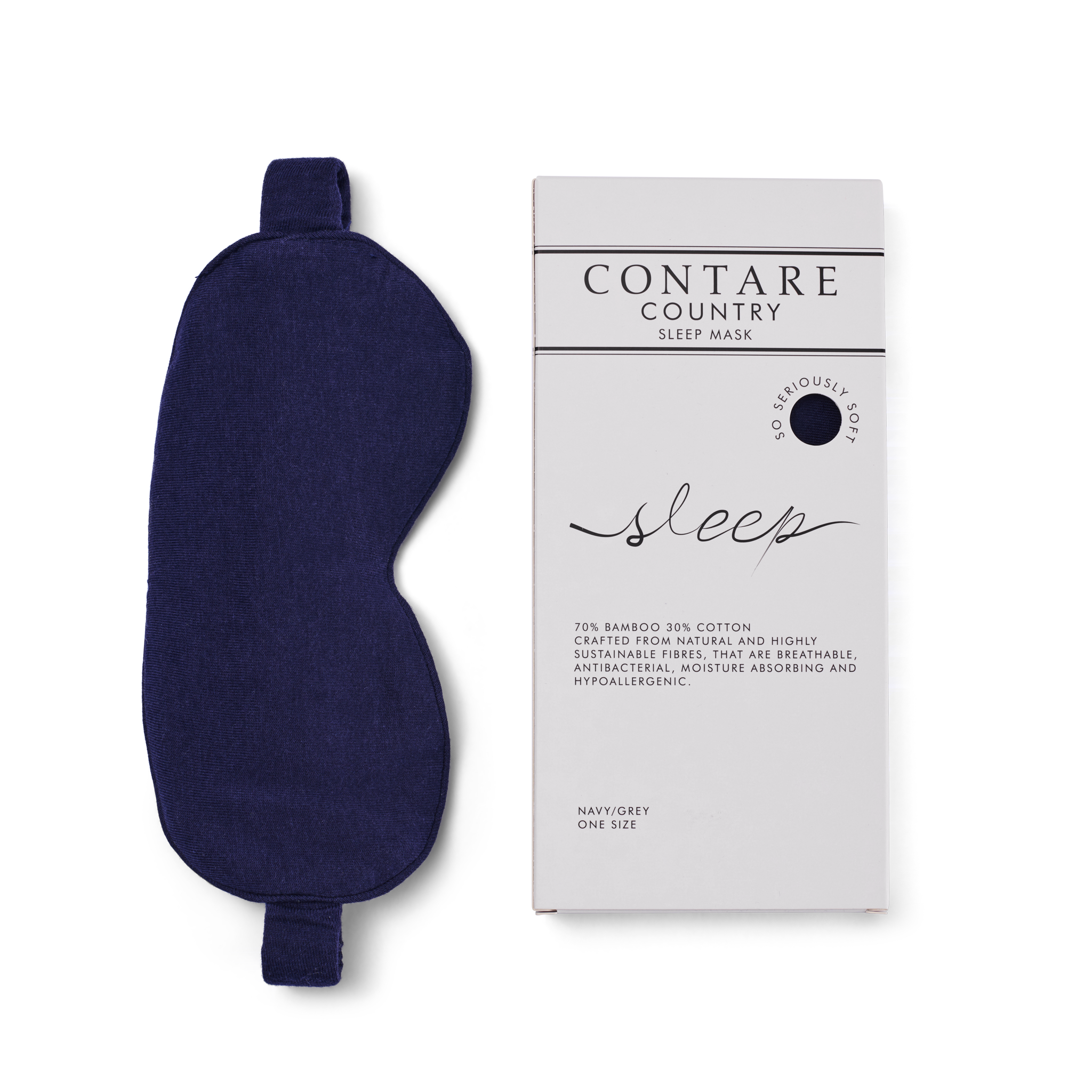 Bamboo Cotton Sleep Mask - Navy/Grey Sleep Separates - Contare