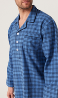 Winterweight Long Sleeve Nightshirt - Federal Blue Check Nightshirts - Contare