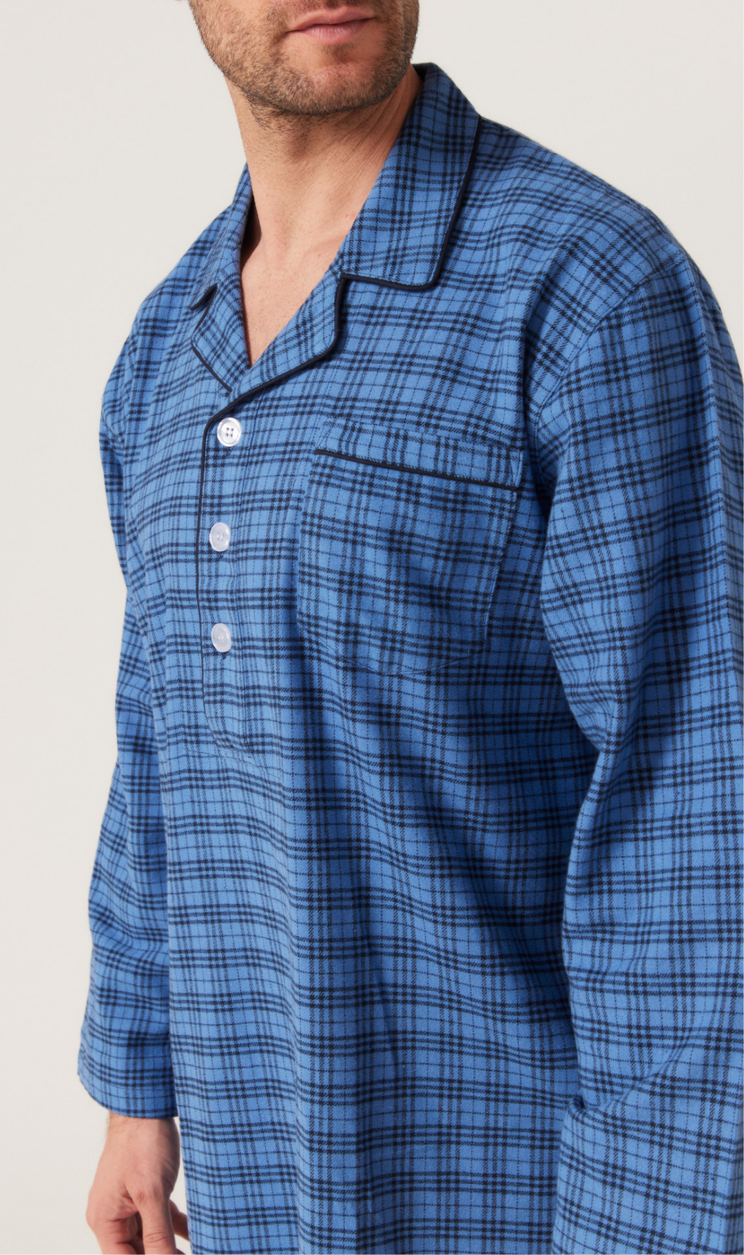 Winterweight Long Sleeve Nightshirt - Federal Blue Check Nightshirts - Contare