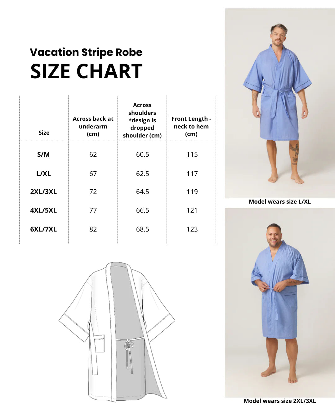 Vacation Stripe Kimono Robe - ContareAUS