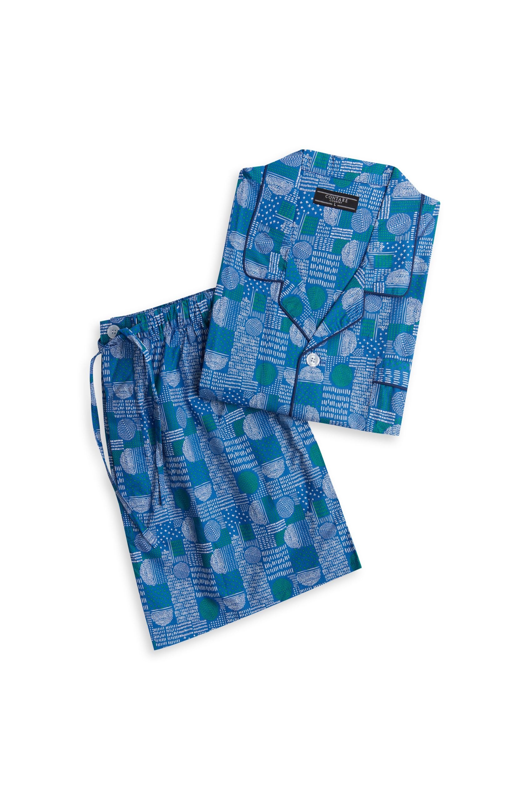 Cotton Rich Short Sleeve Set - Blue Patch