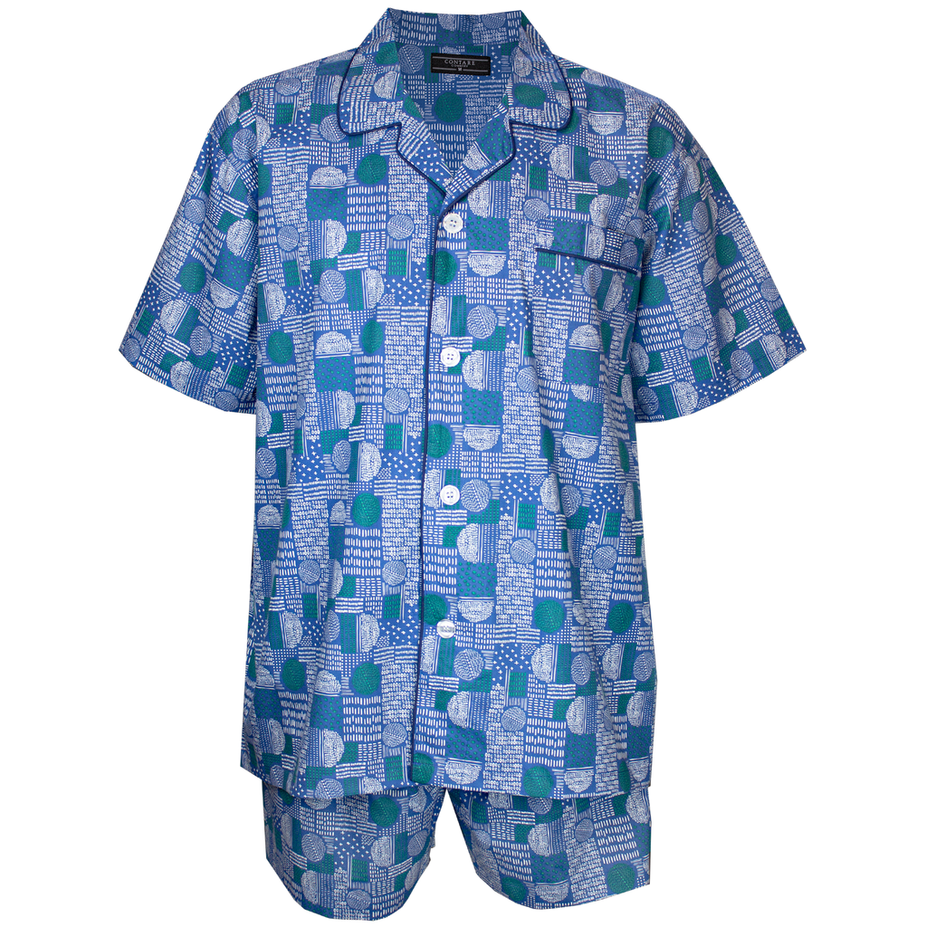 Cotton Rich Short Sleeve Set - Blue Patch