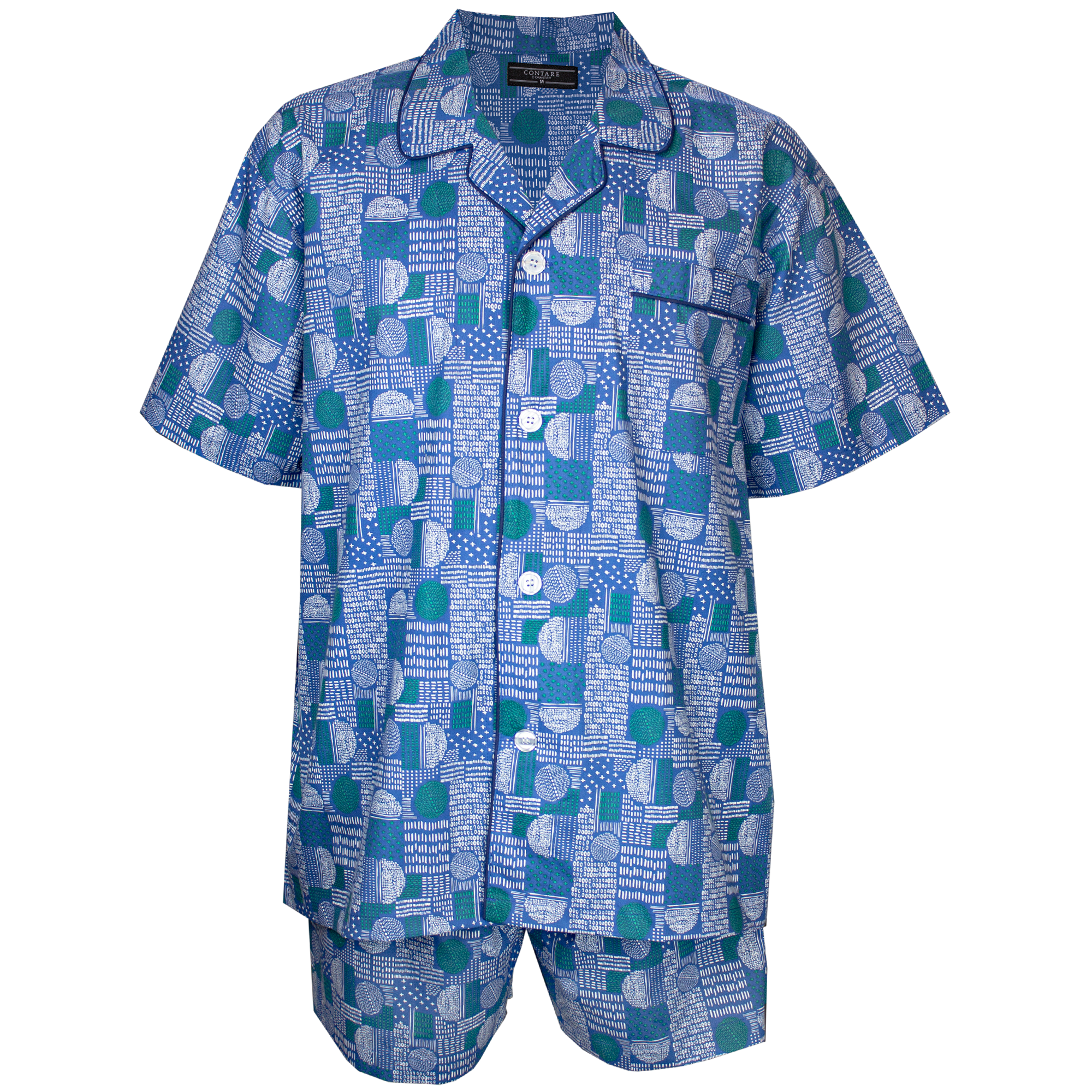 Cotton Rich Short Sleeve Set - Blue Patch
