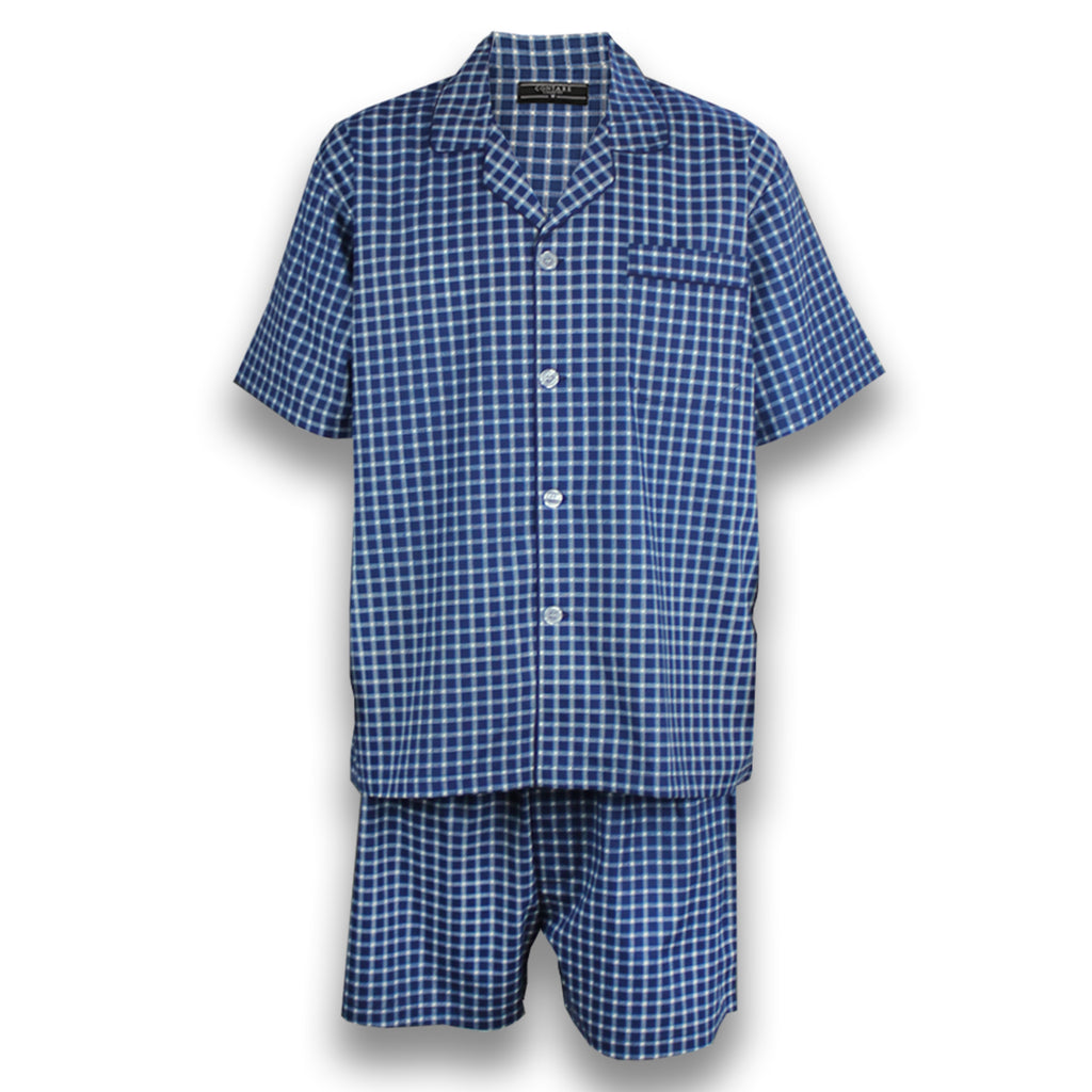 Cotton Rich Short Sleeve Set - Navy Check