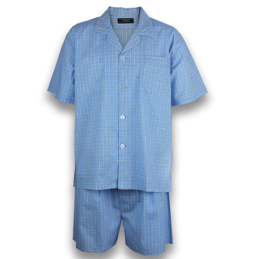 Cotton Rich Short Sleeve Set - Sky Check