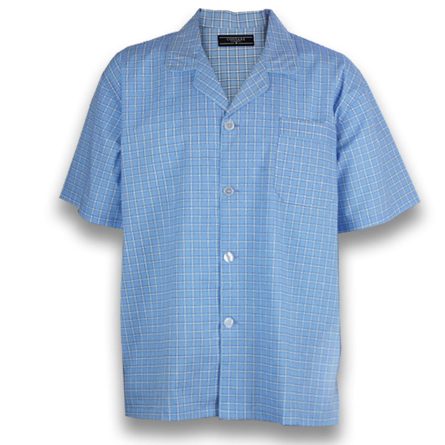 Cotton Rich Short Sleeve Set - Sky Check