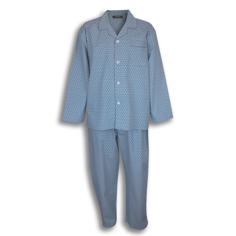 Cotton Rich Long Sleeve Set - Forest Grey Diamonds
