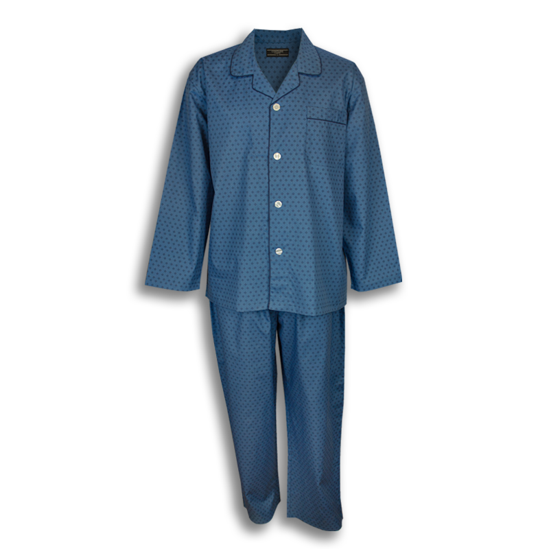 Cotton Rich Long Sleeve Set - Navy Blue Diamonds