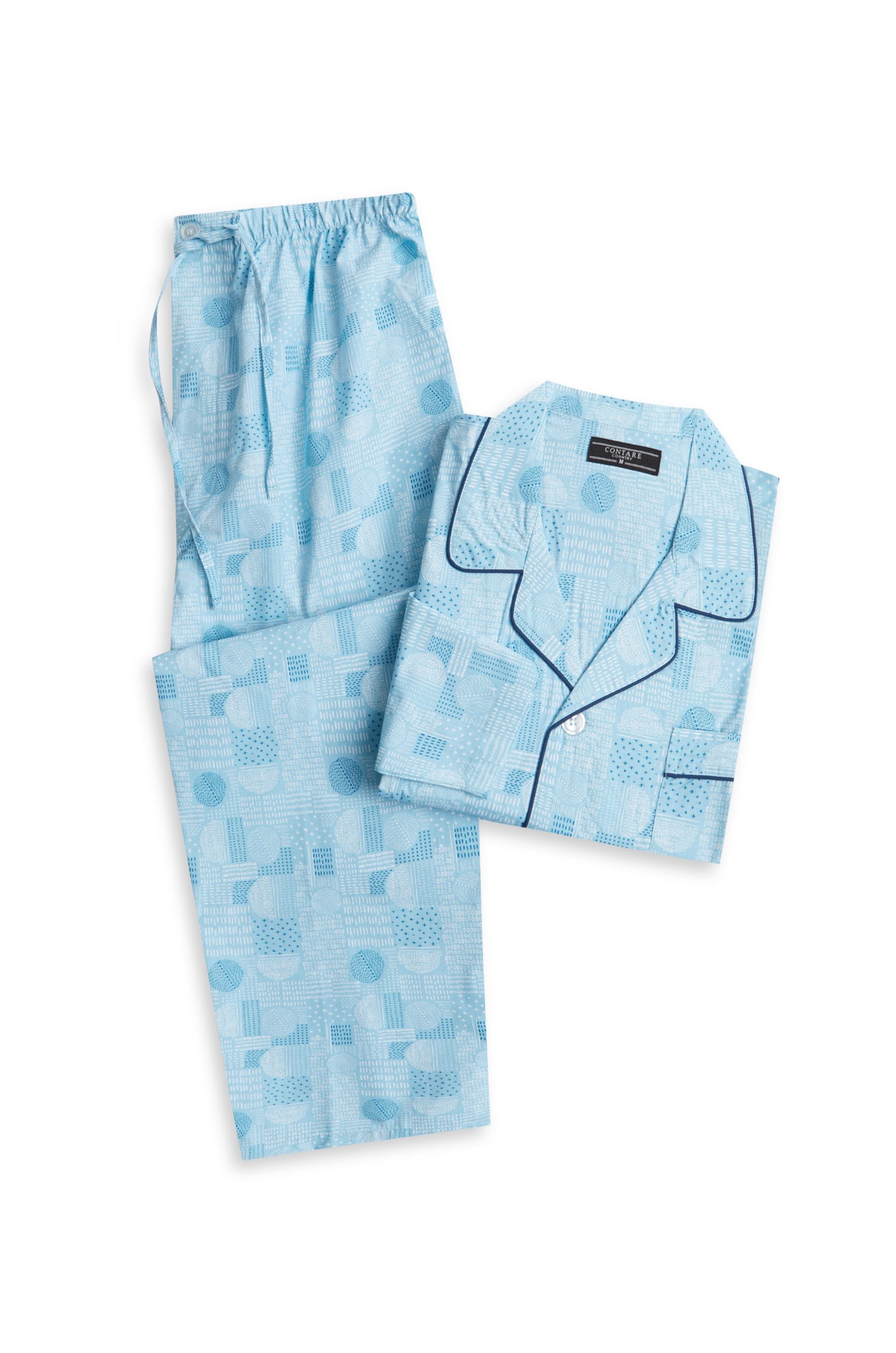 Cotton Rich Long Sleeve Set - Sky Patch