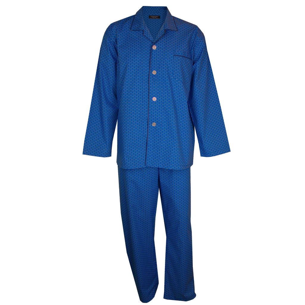 Cotton Rich Long Sleeve Set - Blue Navy Squares