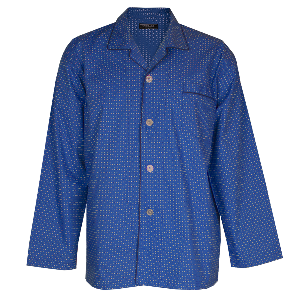 Cotton Rich Long Sleeve Set - Blue Navy Squares