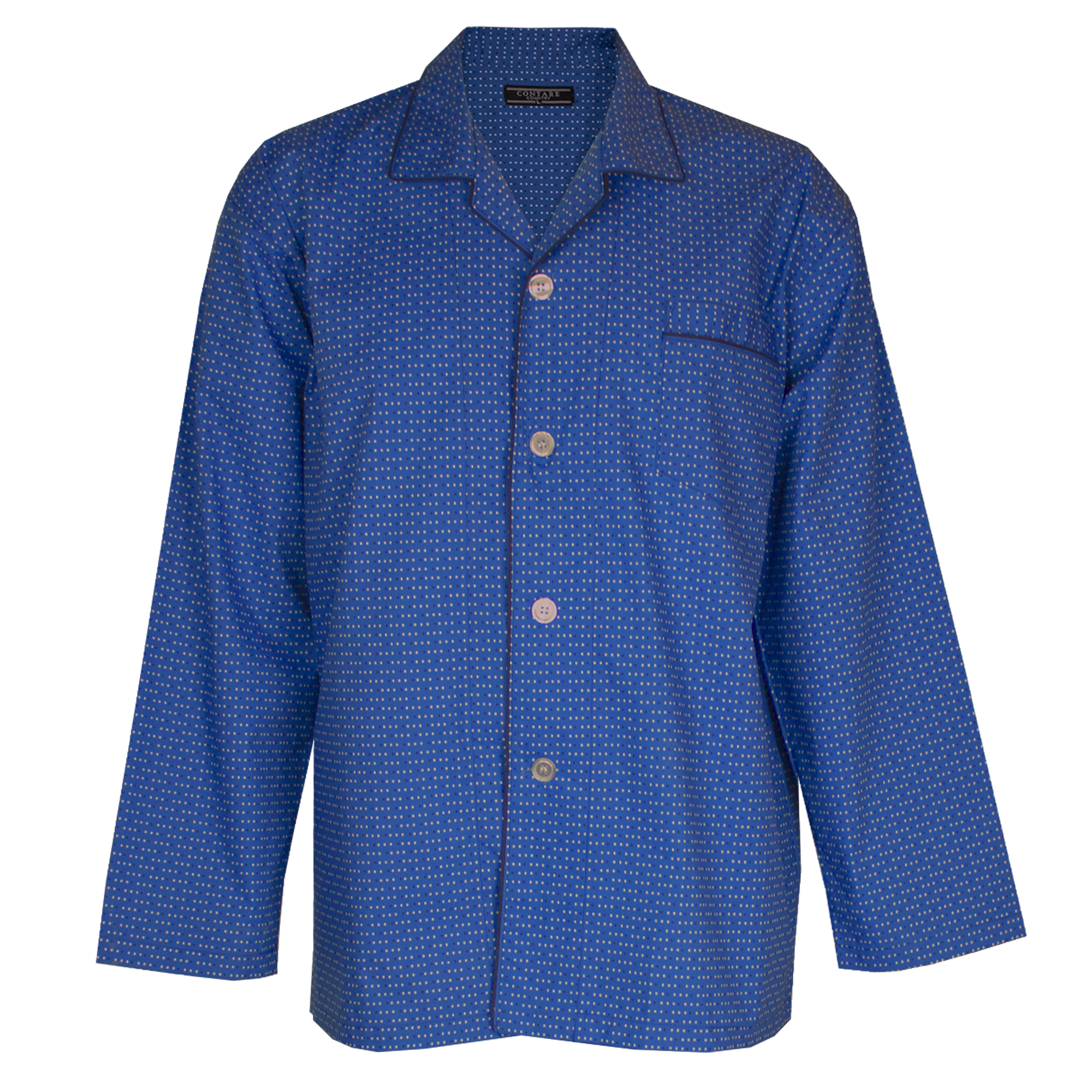 Cotton Rich Long Sleeve Set - Blue Navy Squares