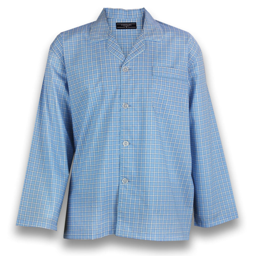 Cotton Rich Long Sleeve Set - Sky Check