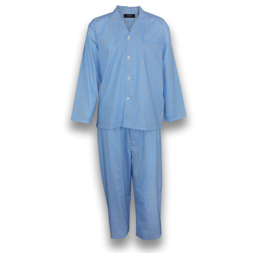 Cotton Rich Long Sleeve Set - Sky Check