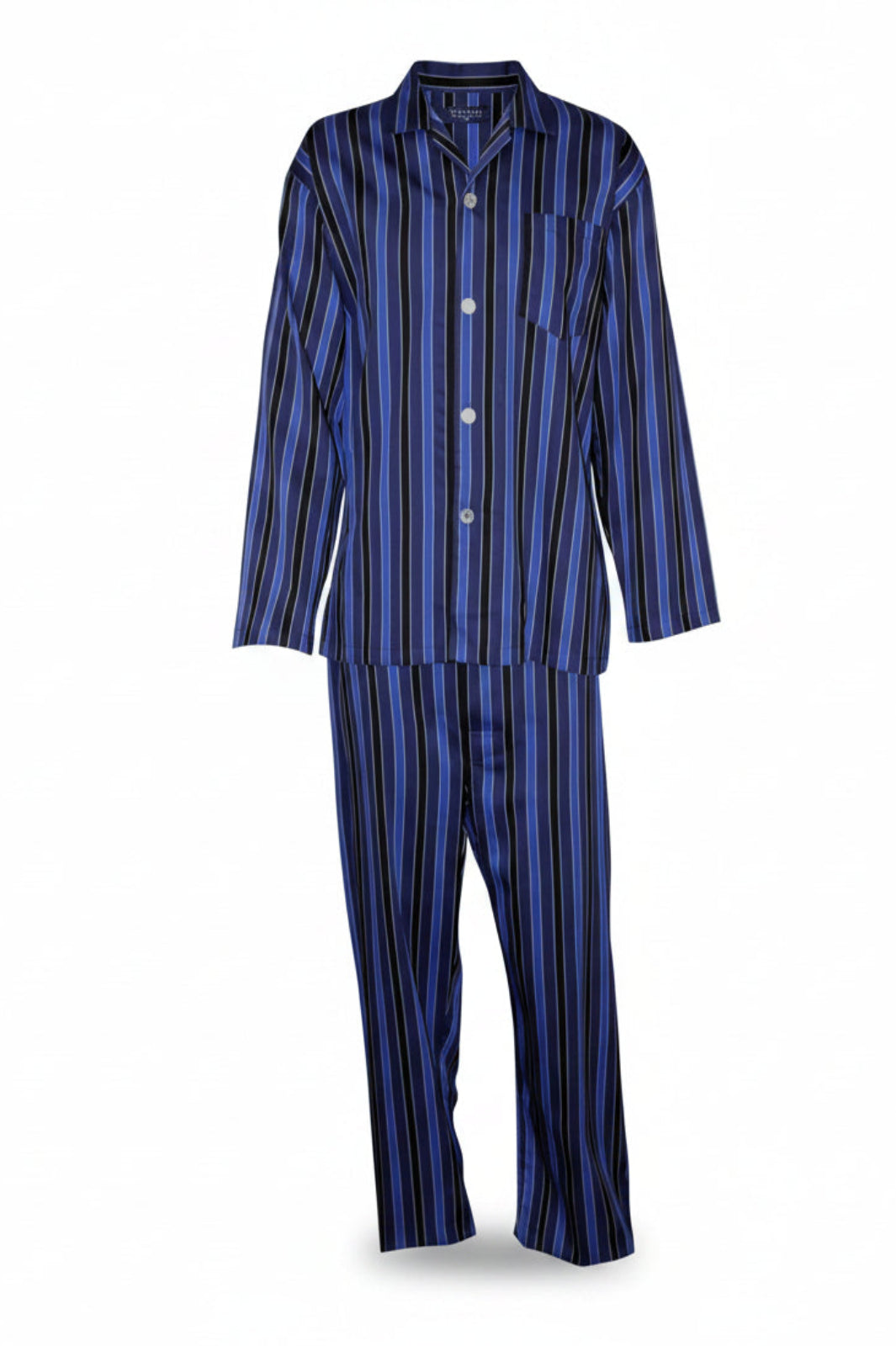 Blue Black Stripe Long Sleeve Set Pyjama Sets - Contare