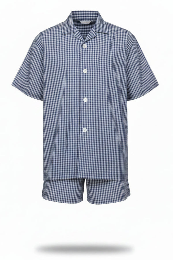 Navy Check Short Sleeve Set Pyjama Sets - Contare