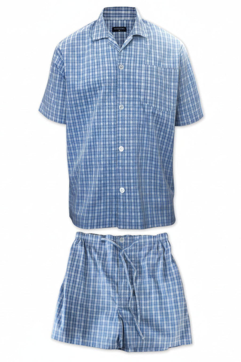 Blue Medium Check Short Sleeve Set Pyjama Sets - Contare