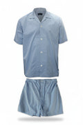 Sky Blue Micro Check Short Sleeve Set Pyjama Sets - Contare