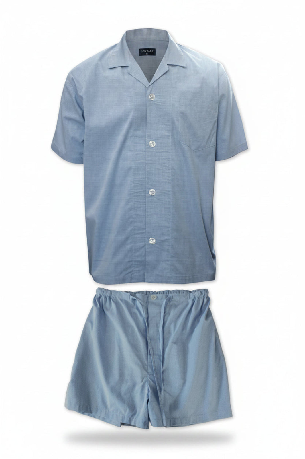 Sky Blue Micro Check Short Sleeve Set Pyjama Sets - Contare