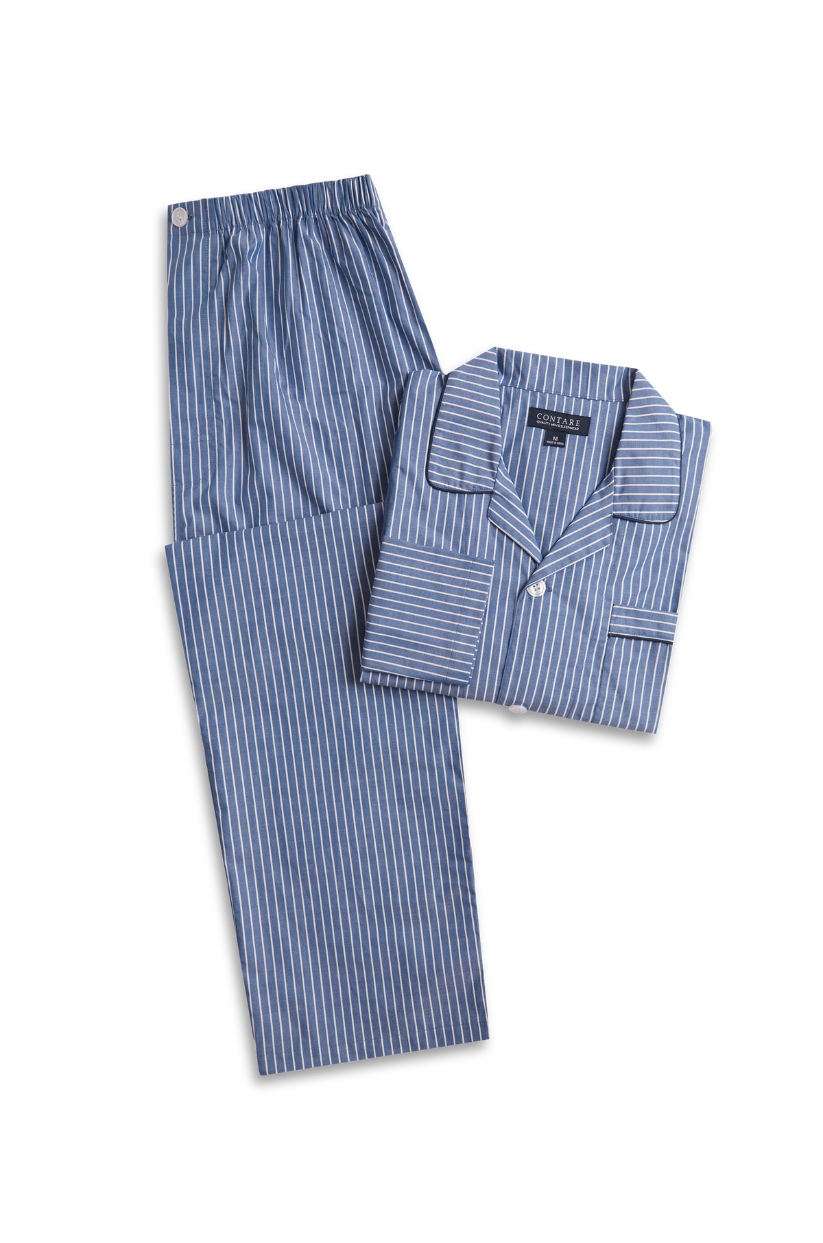 Men's Refined Cotton Long Sleeve Set - Denim Stripe