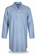 Winterweight Long Sleeve Nightshirt - Light Blue Check Nightshirts - Contare