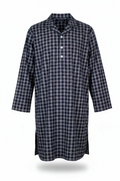 Winterweight Long Sleeve Nightshirt - Navy Ivory Tartan Nightshirts - Contare