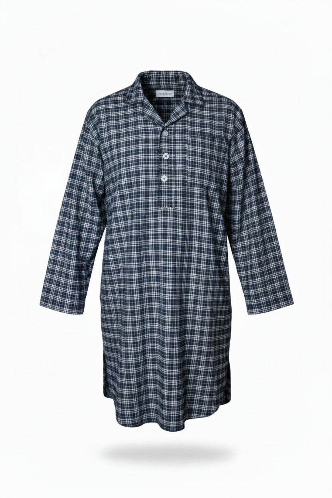 Winterweight Long Sleeve Nightshirt - Pageant Blue Check Nightshirts - Contare