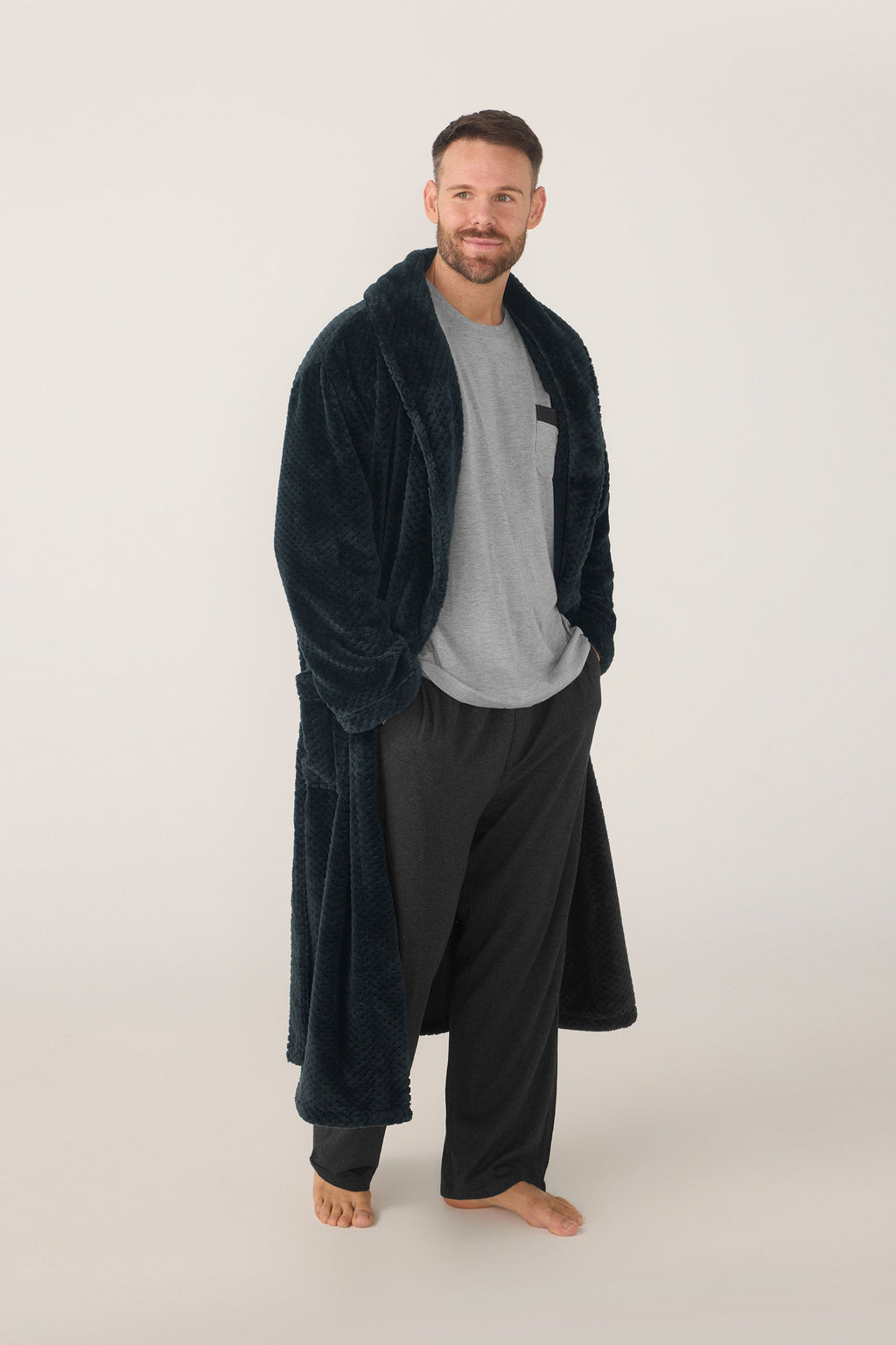 Bamboo Cotton Long Sleeve Set - Grey/Charcoal Pyjamas Set - Contare