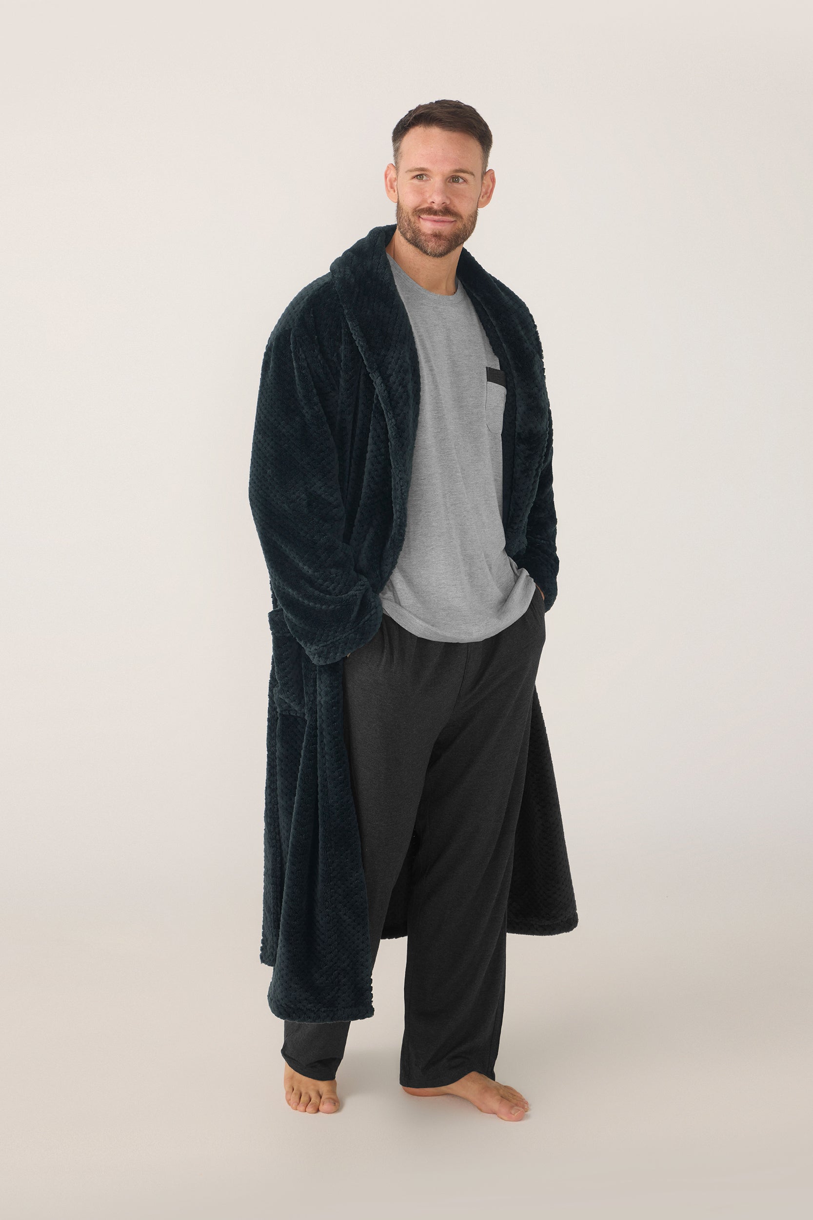 Bamboo Cotton Long Sleeve Set - Grey/Charcoal Pyjamas Set - Contare