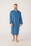 Men’s Flannelette Neru Collar Long Sleeve Nightshirt – Dawn Nightshirt - Contare