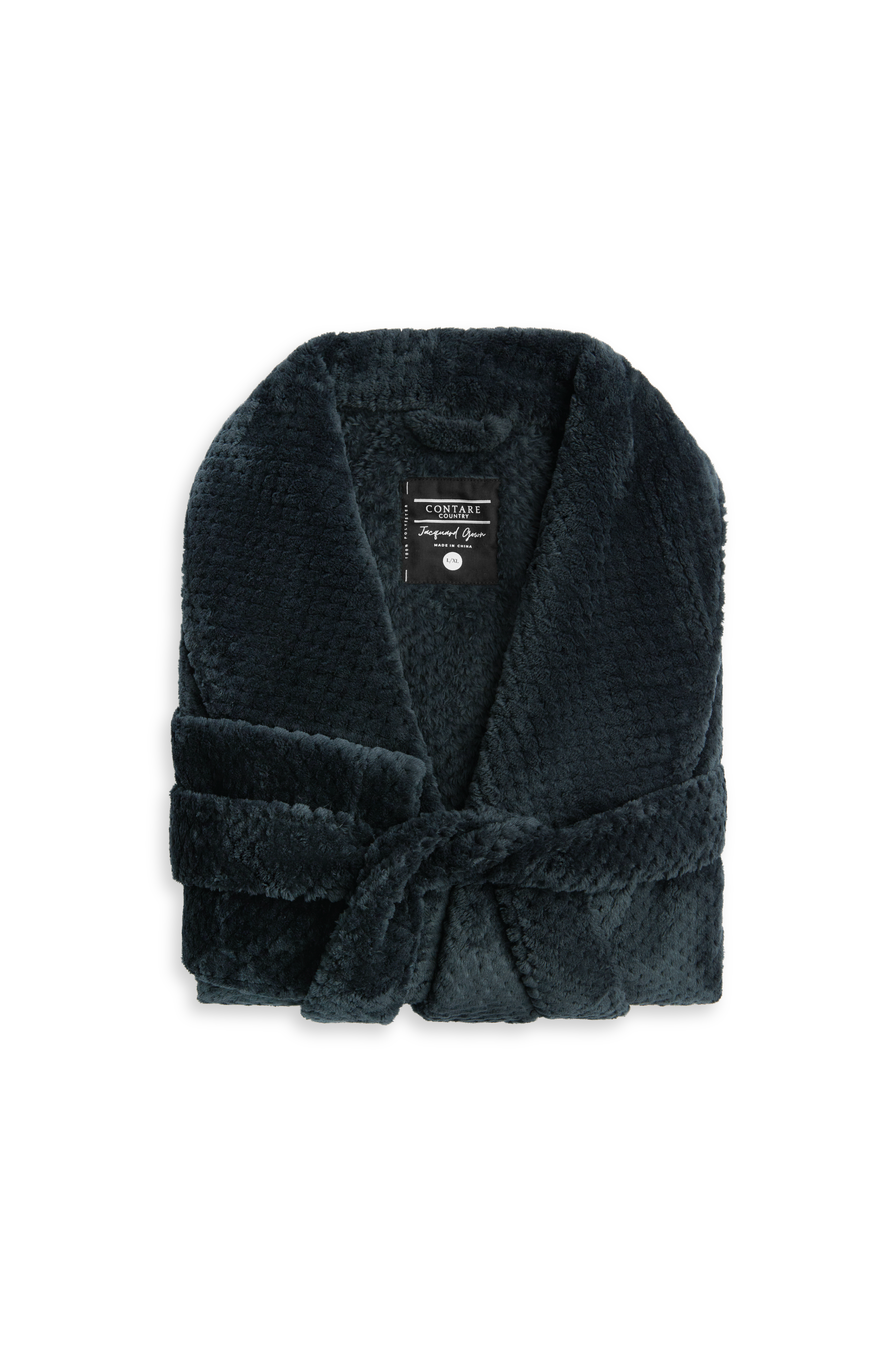 Men’s Jacquard Fleece Gown – Charcoal Robe - Contare