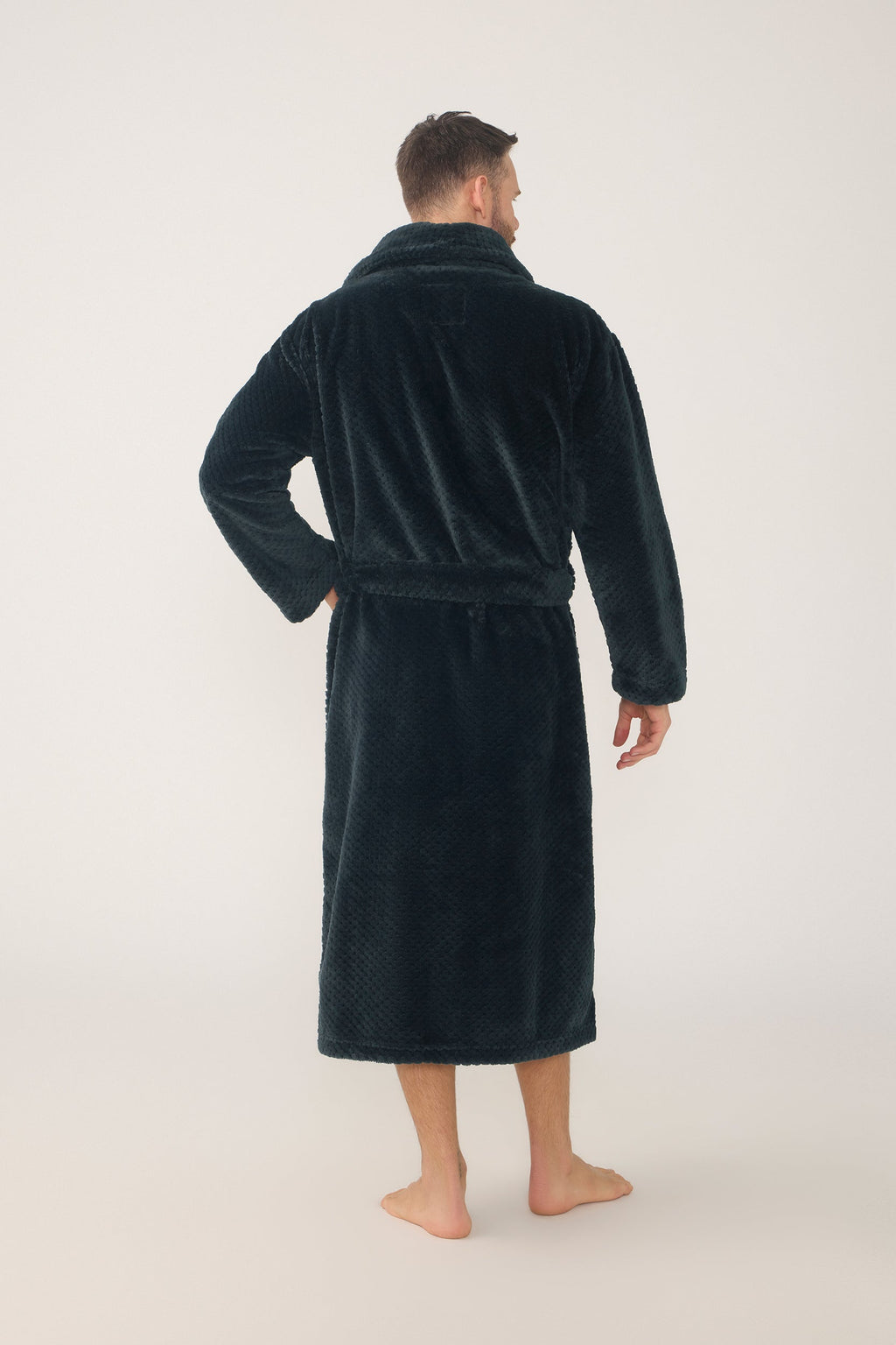 Men’s Jacquard Fleece Gown – Charcoal Robe - Contare