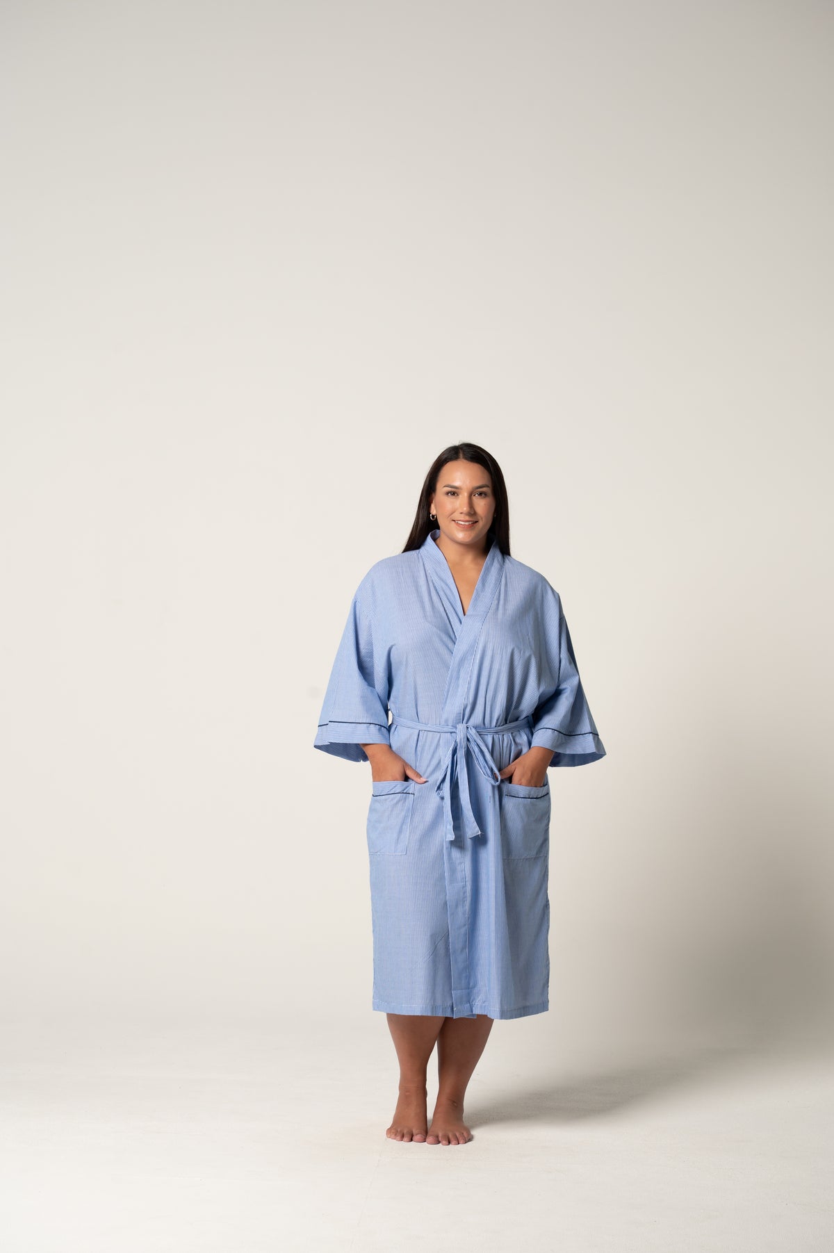 Unisex Vacation Stripe Kimono Robe