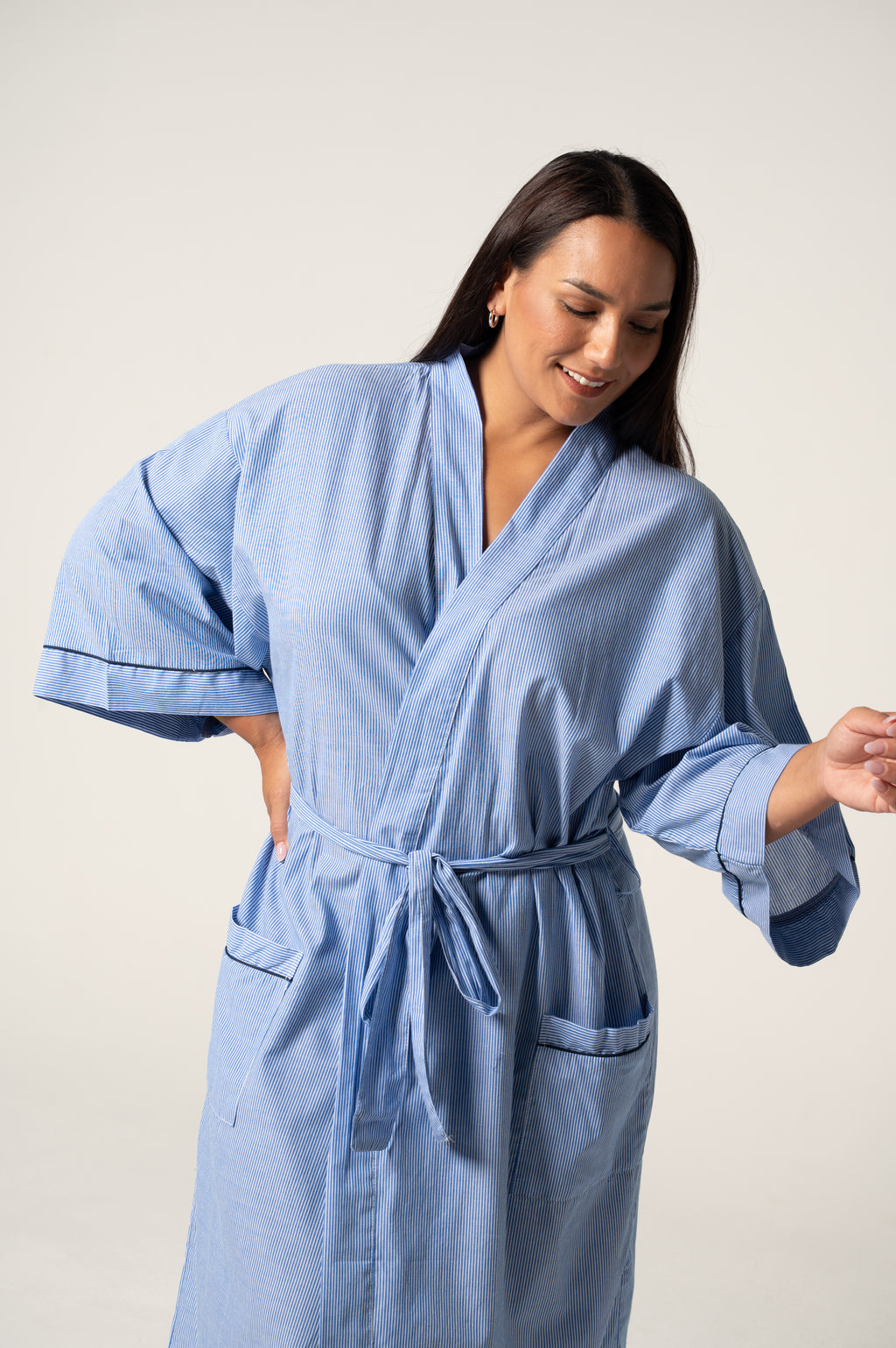 Unisex Vacation Stripe Kimono Robe