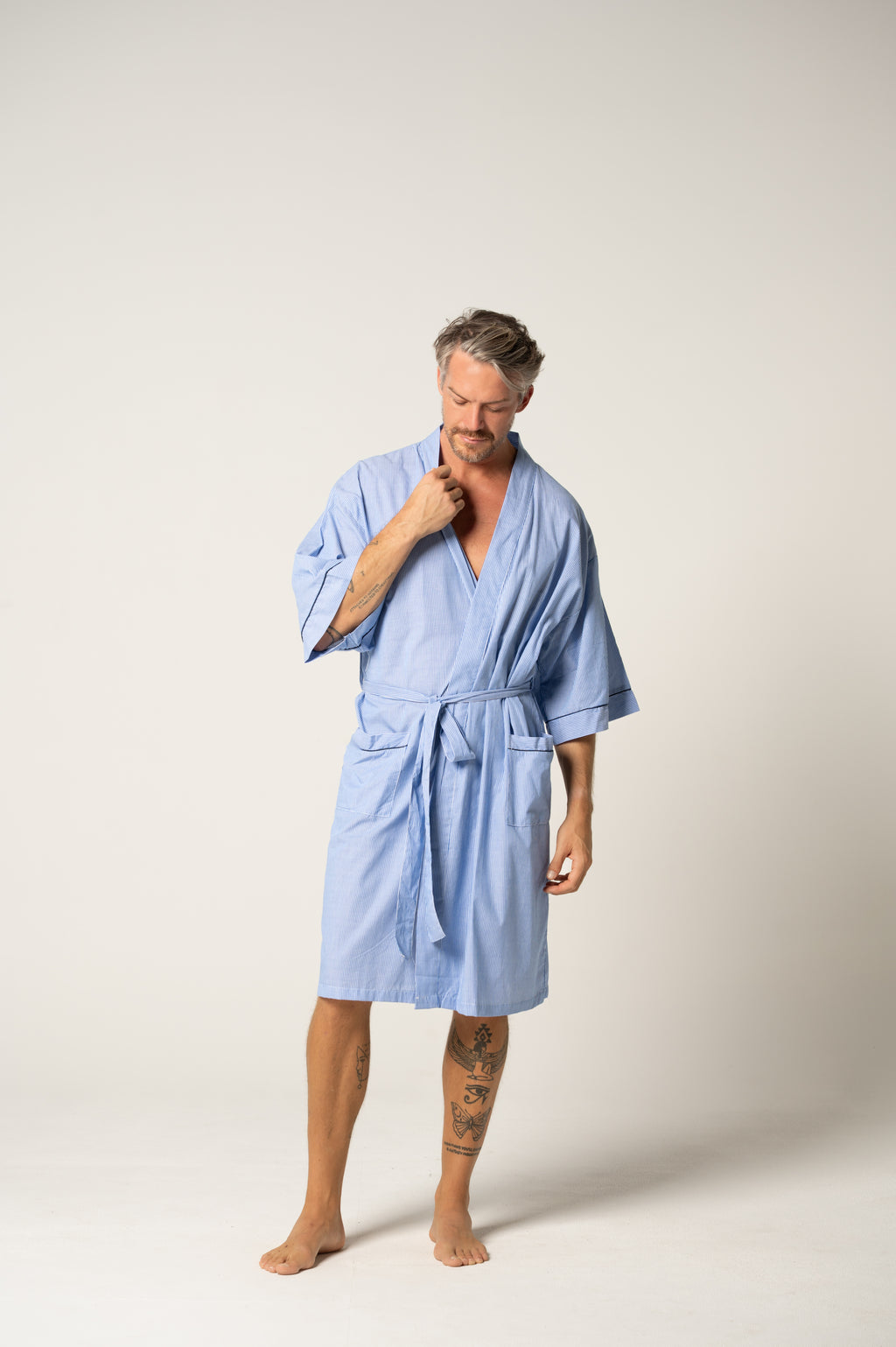 Unisex Vacation Stripe Kimono Robe