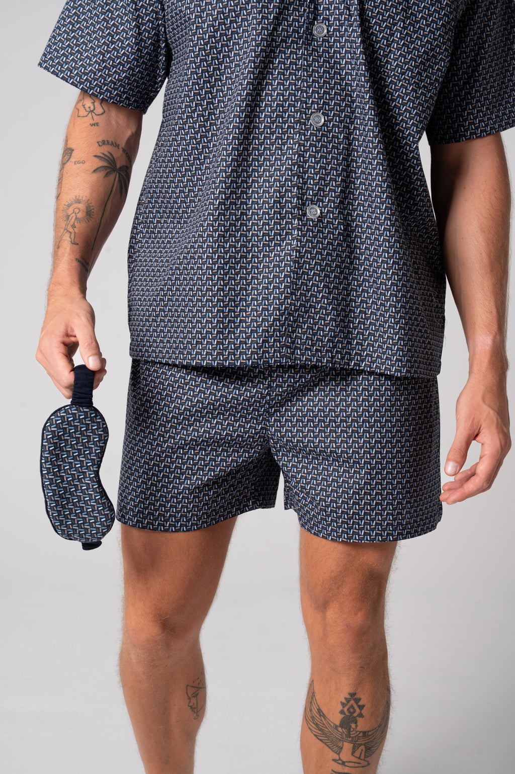 Men's Contemporary Cotton Short Sleeve Set - Nightfall Print