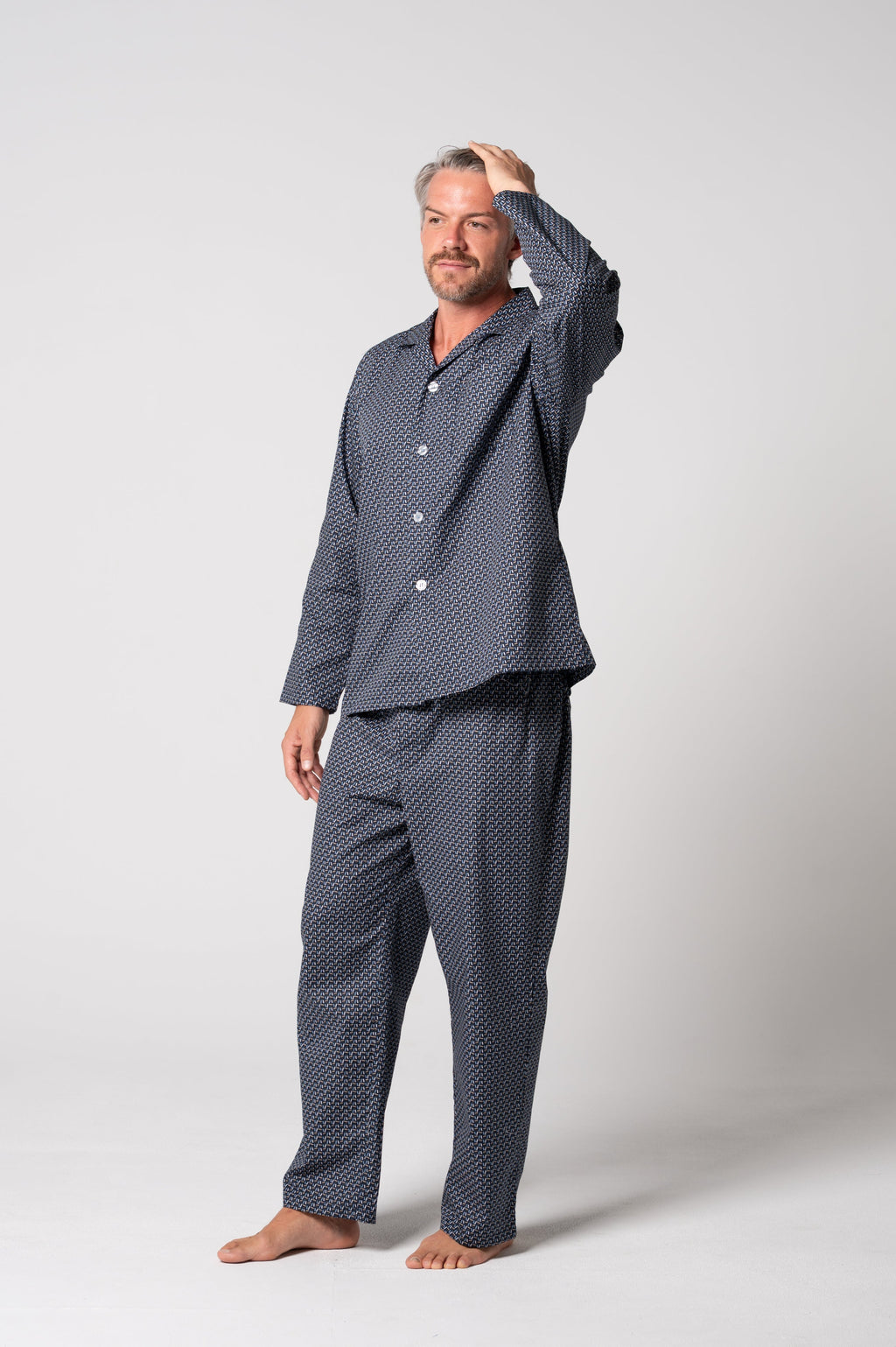 Men's Contemporary Cotton Long Sleeve Set - Nightfall Print