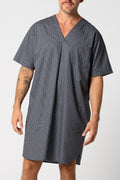 Men's Contemporary Cotton Short Sleeve Nightshirt - Nightfall Print
