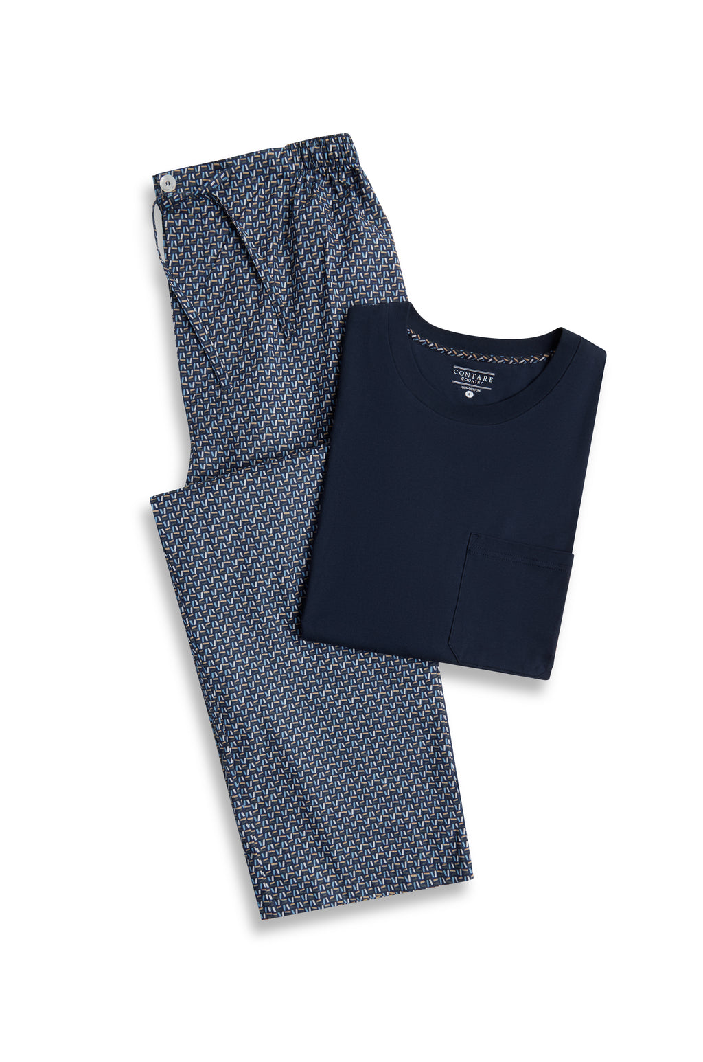 Men's Contemporary Cotton Tee and Pant Set - Nightfall/Navy
