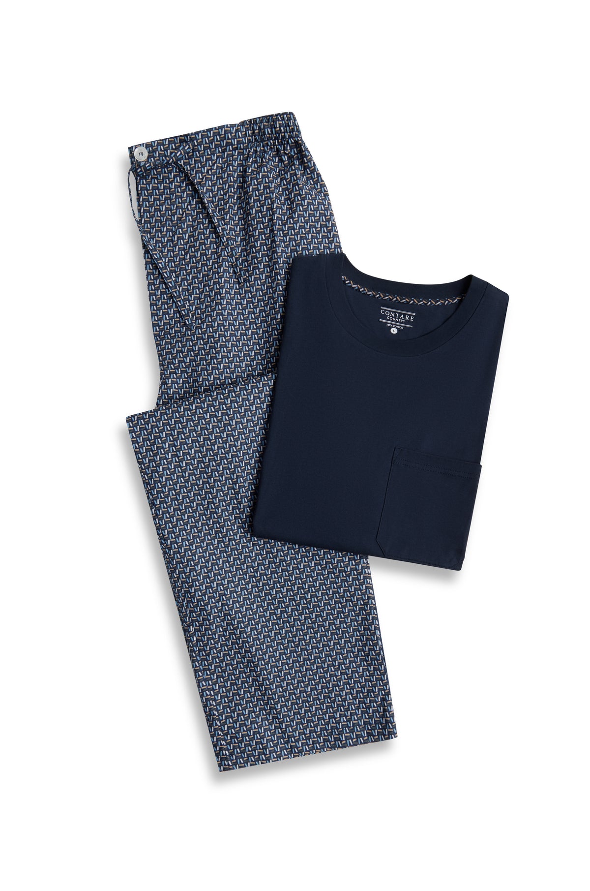 Men's Contemporary Cotton Tee and Pant Set - Nightfall/Navy