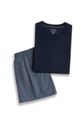 Men's Contemporary Cotton Tee and Boxer Set - Nightfall/Navy