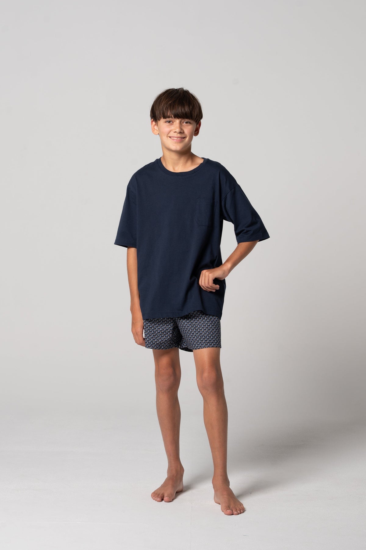Kids' Contemporary Cotton Tee and Boxer Set - Nightfall Print