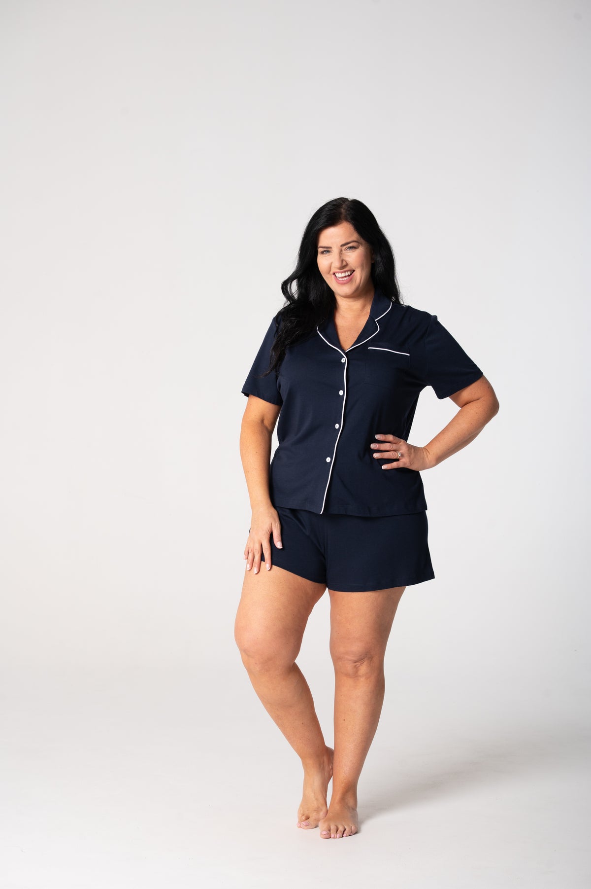 Women's Cloudsoft Jersey Short Sleeve Set - French Navy