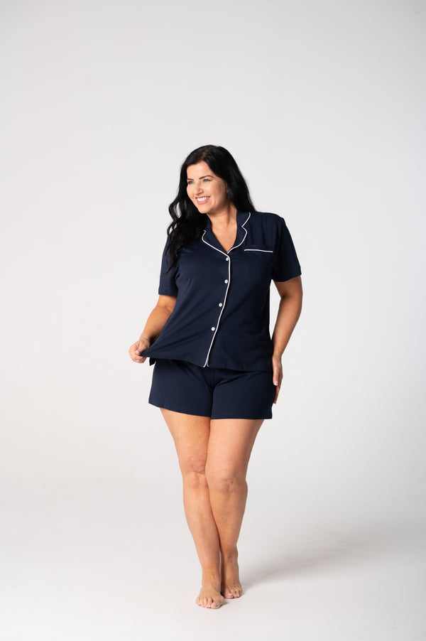 Women's Cloudsoft Jersey Short Sleeve Set - French Navy