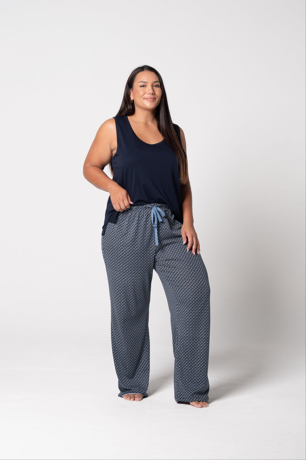 Women's Cloudsoft Jersey Tank and Pant Set - French Navy/Nightfall