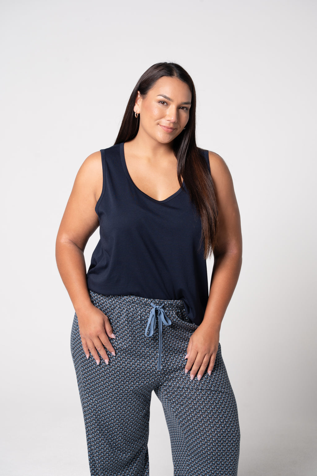 Women's Cloudsoft Jersey Tank and Pant Set - French Navy/Nightfall