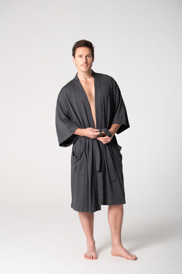 Cloudsoft Jersey Kimono Robe - Charcoal