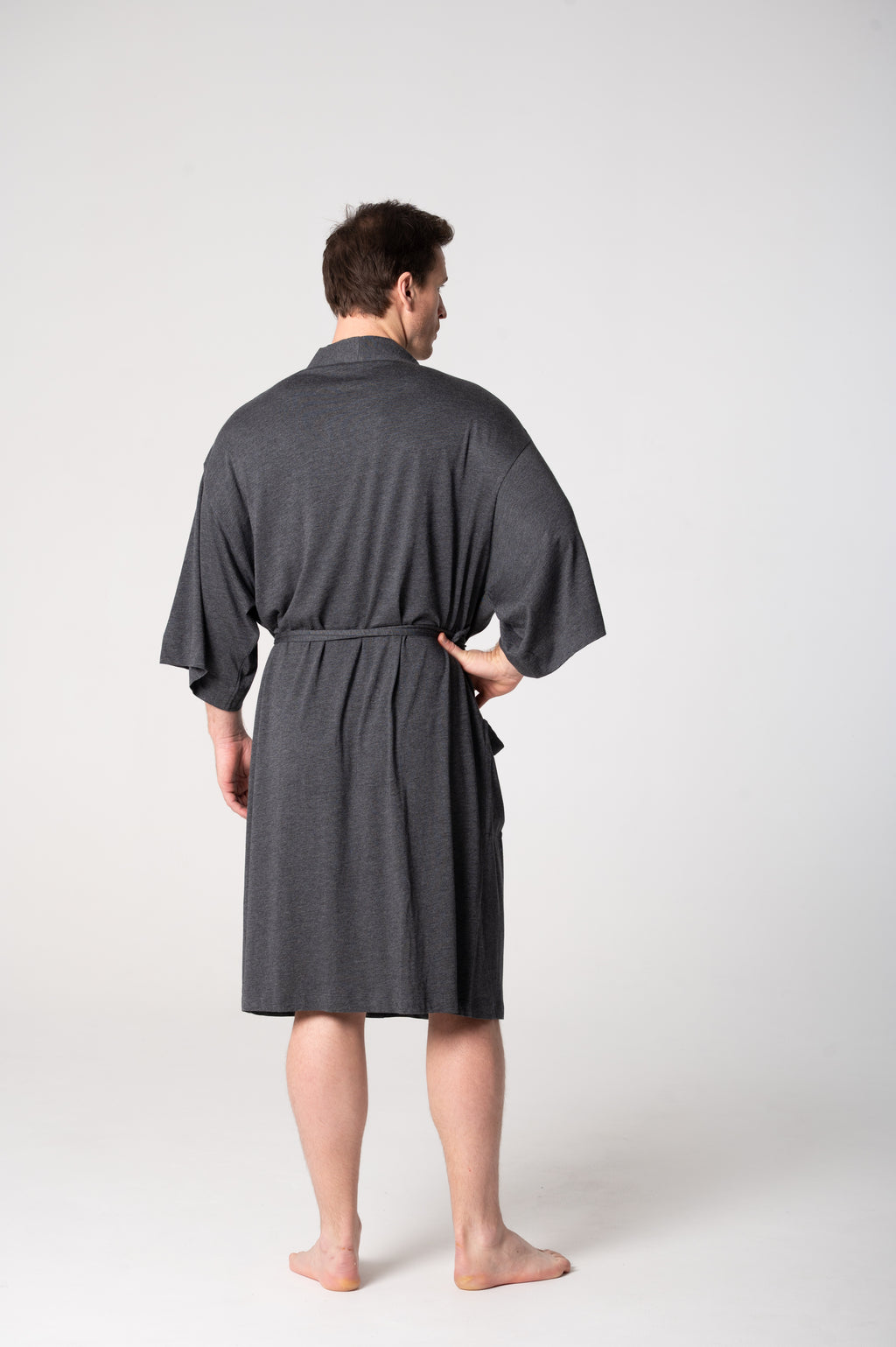 Cloudsoft Jersey Kimono Robe - Charcoal