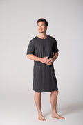 Men's Cloudsoft Jersey Short Sleeve Nightshirt - Charcoal