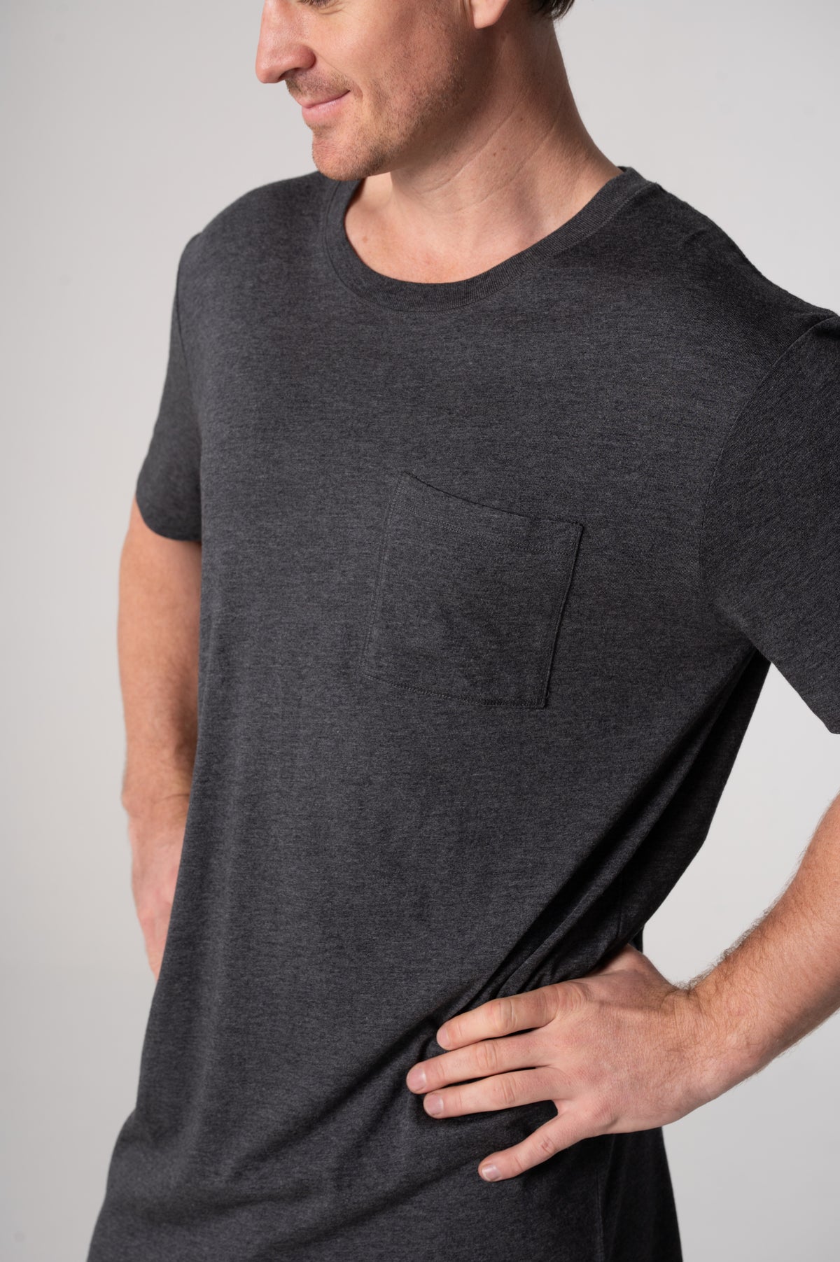Men's Cloudsoft Jersey Short Sleeve Nightshirt - Charcoal